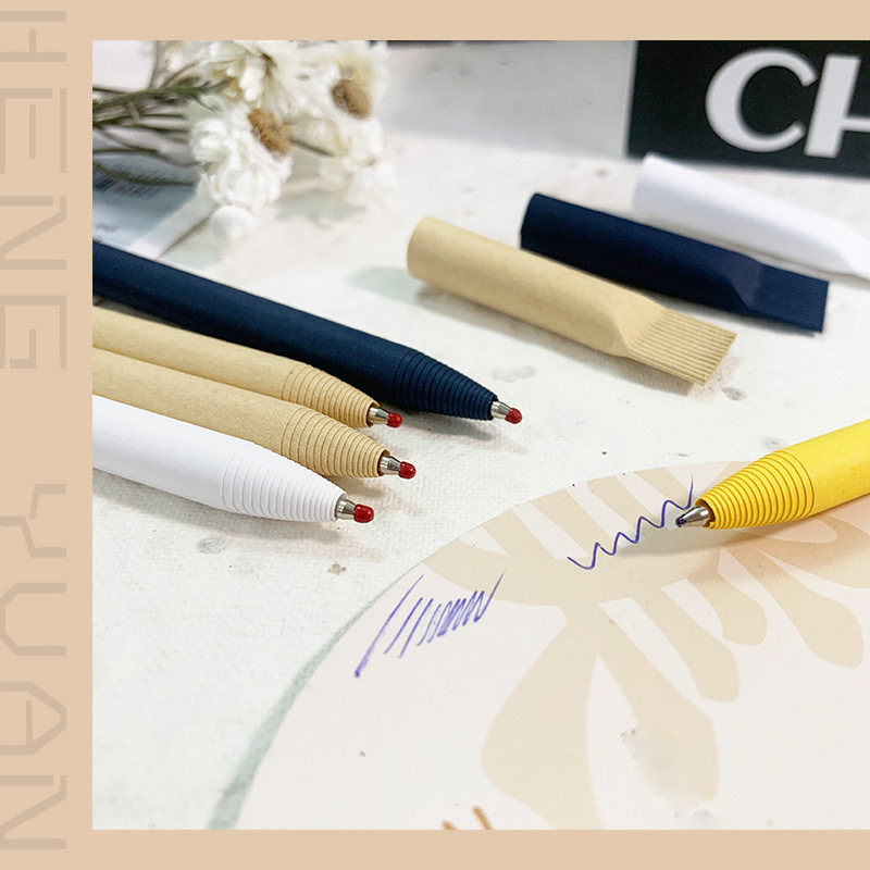 Roll paper pen, environmentally friendly kraft paper tube pen, biodegradable paper pen